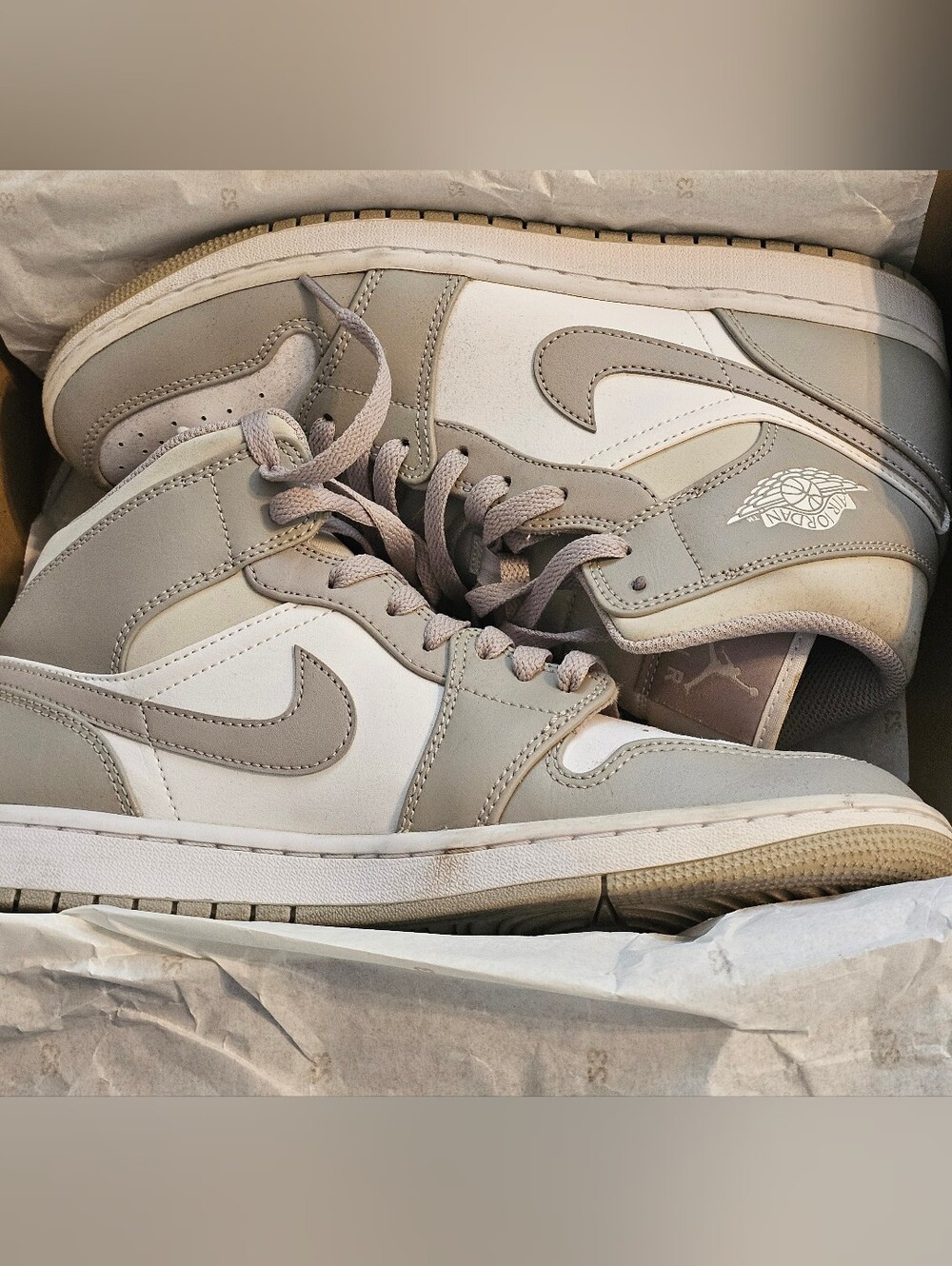 ❗️ JORDAN 1 MID LEATHER UPPER  Sneakers - Light Grey / White UNISEX ❗️